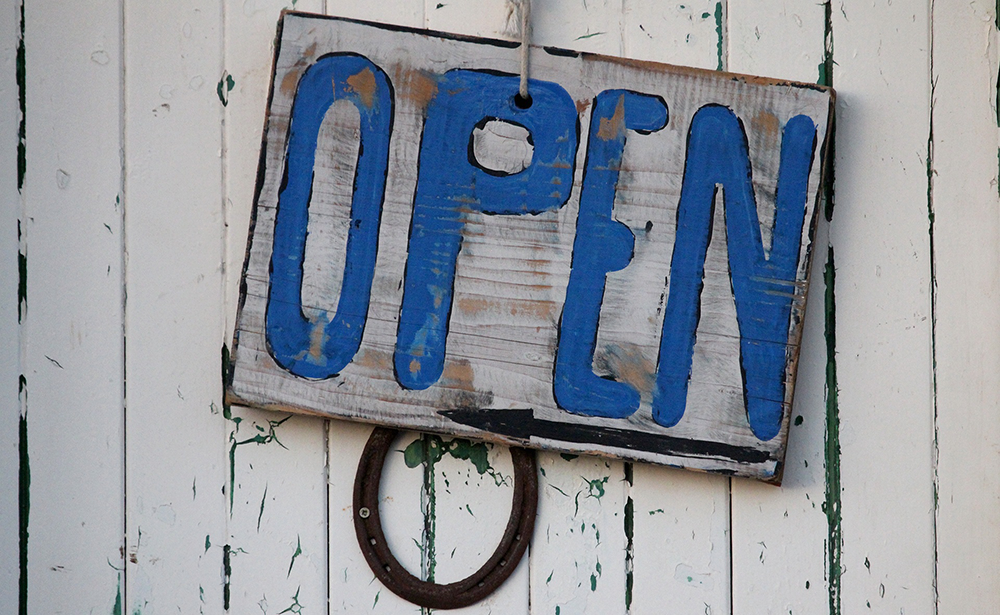 Shop "Open" sign